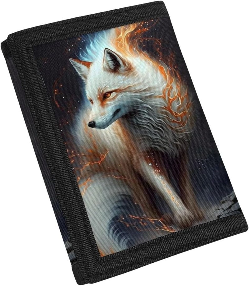 GLUDEAR Kids Boys Girls Wallet Trifold Youth Wallet Coin Pocket Card Holders Animal Wallets Money Organizer,Mystical White Fox - Image 3